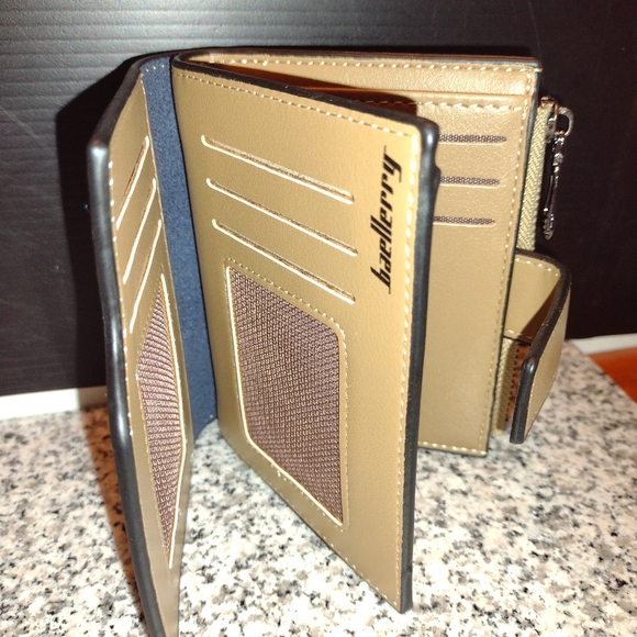 BAELLERRY Faux Leather Khaki Wallet 4”x5" Multiple Card Slots.Pouch for Currency - Picture 5 of 11